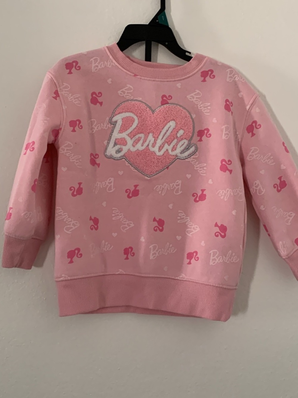 Barbie Light Pink Heart Logo Pullover Sweatshirt